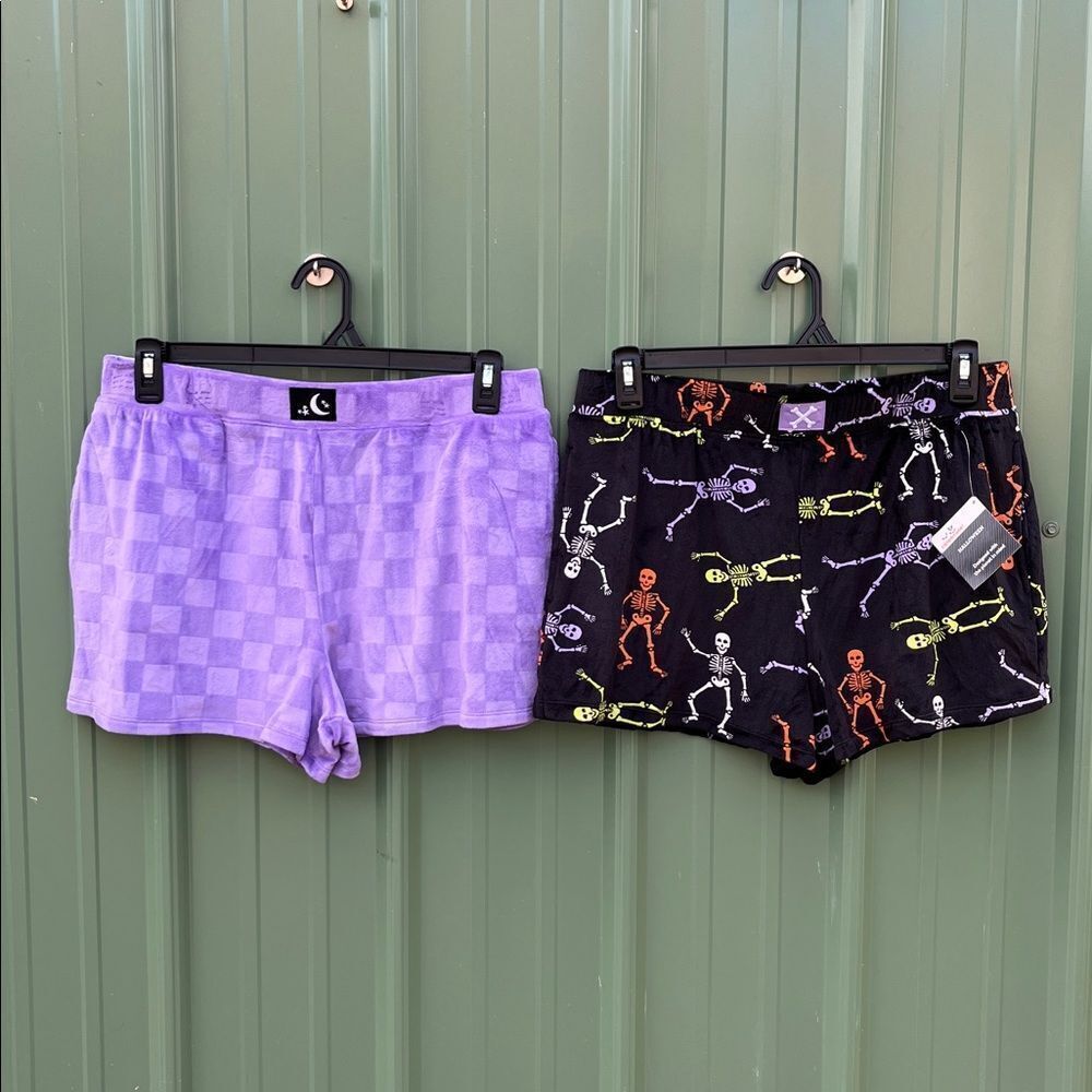 Women’s Fuzzy Plush Halloween Sleep Lounge Shorts 2-Pack Size L